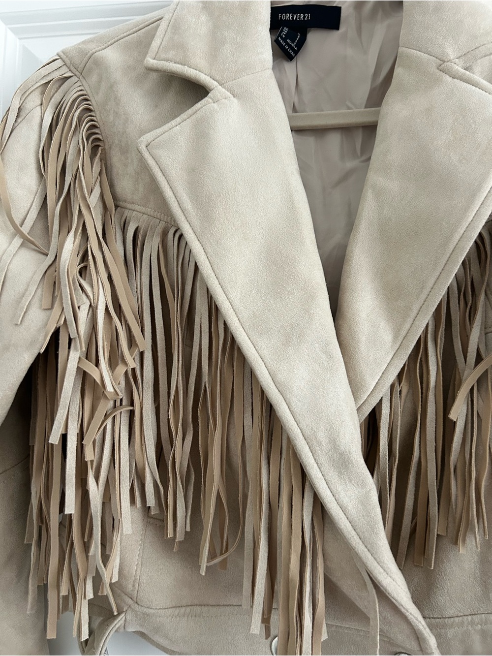 Forever 21 Beige Suede Fringe Cropped Jacket - Picture 2 of 7